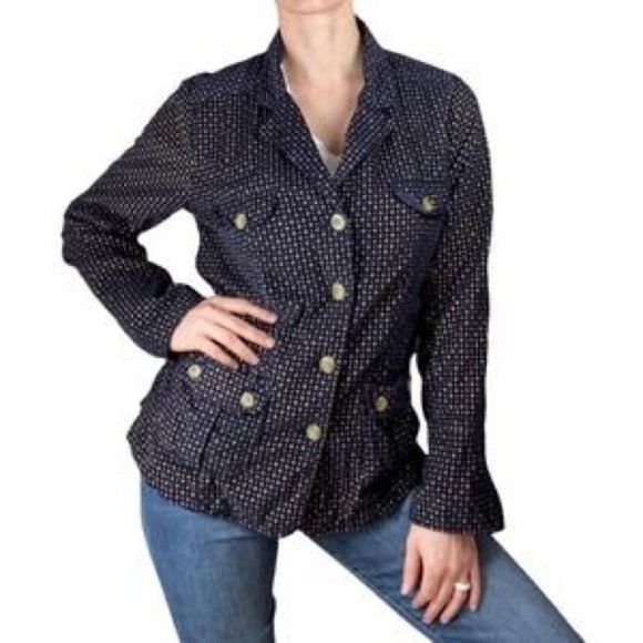 Sundance Navy Corduroy Mini Gold Pattern Jacket Size L - Picture 2 of 14